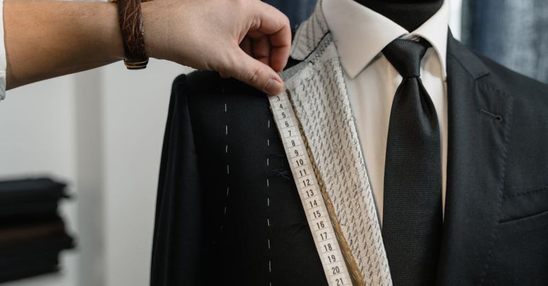 Quilting Stitches - Couturier Measuring a Suit's Lapel