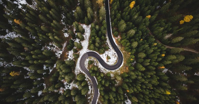 Zigzag Seam - Bird's Eye View Of Roadway Surrounded By Trees